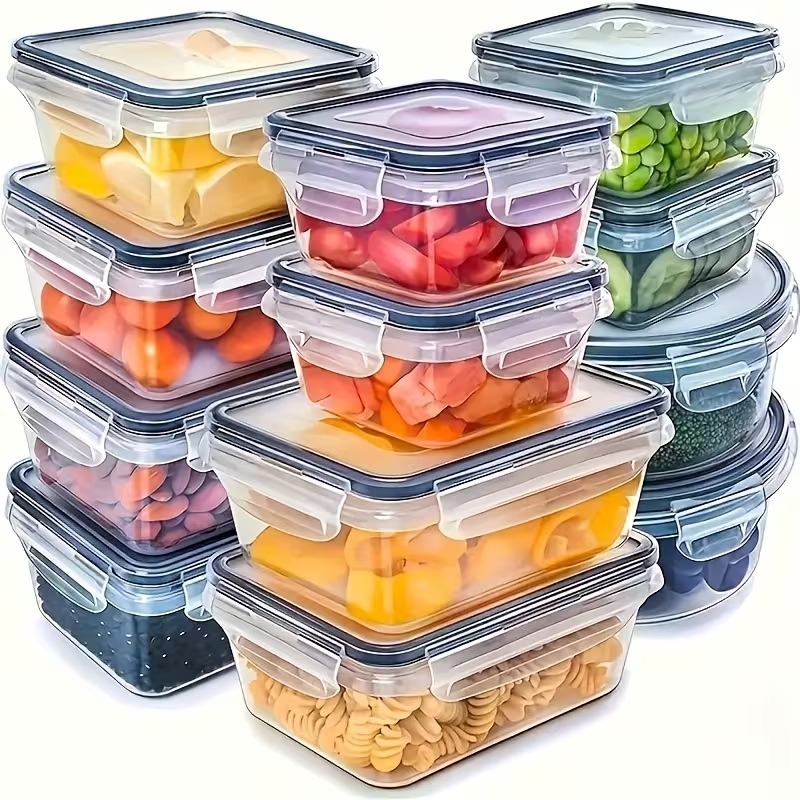 Glass Container Set - 4-Piece Clear Food Storage Containers with