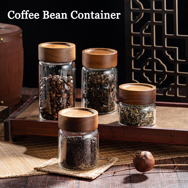 Glass Container Set - Coffee Beans Storage Container Tube Display