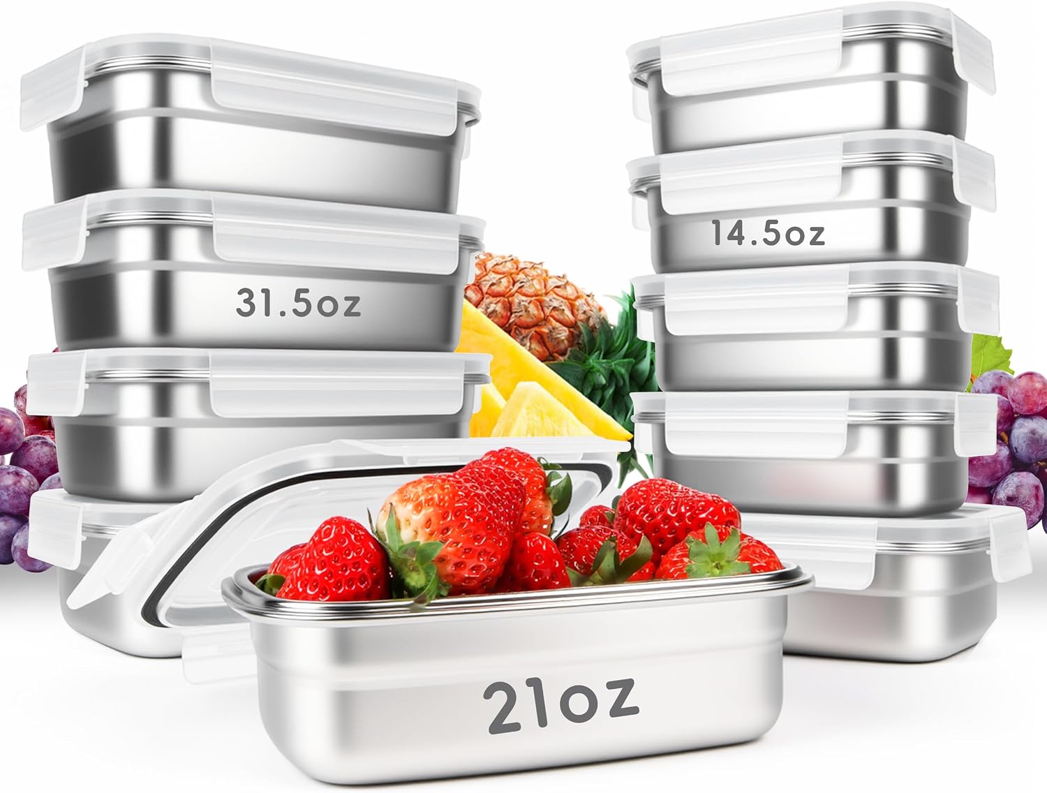 10PCS 304 Stainless Steel Food - Meal Prep Oven Safe Containers recension och pris