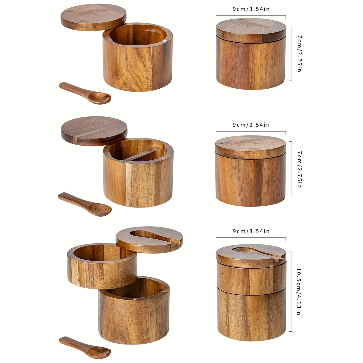 Acacia Wood Salt Jar with Spoo - Herb Keeper Bottle recension och pris
