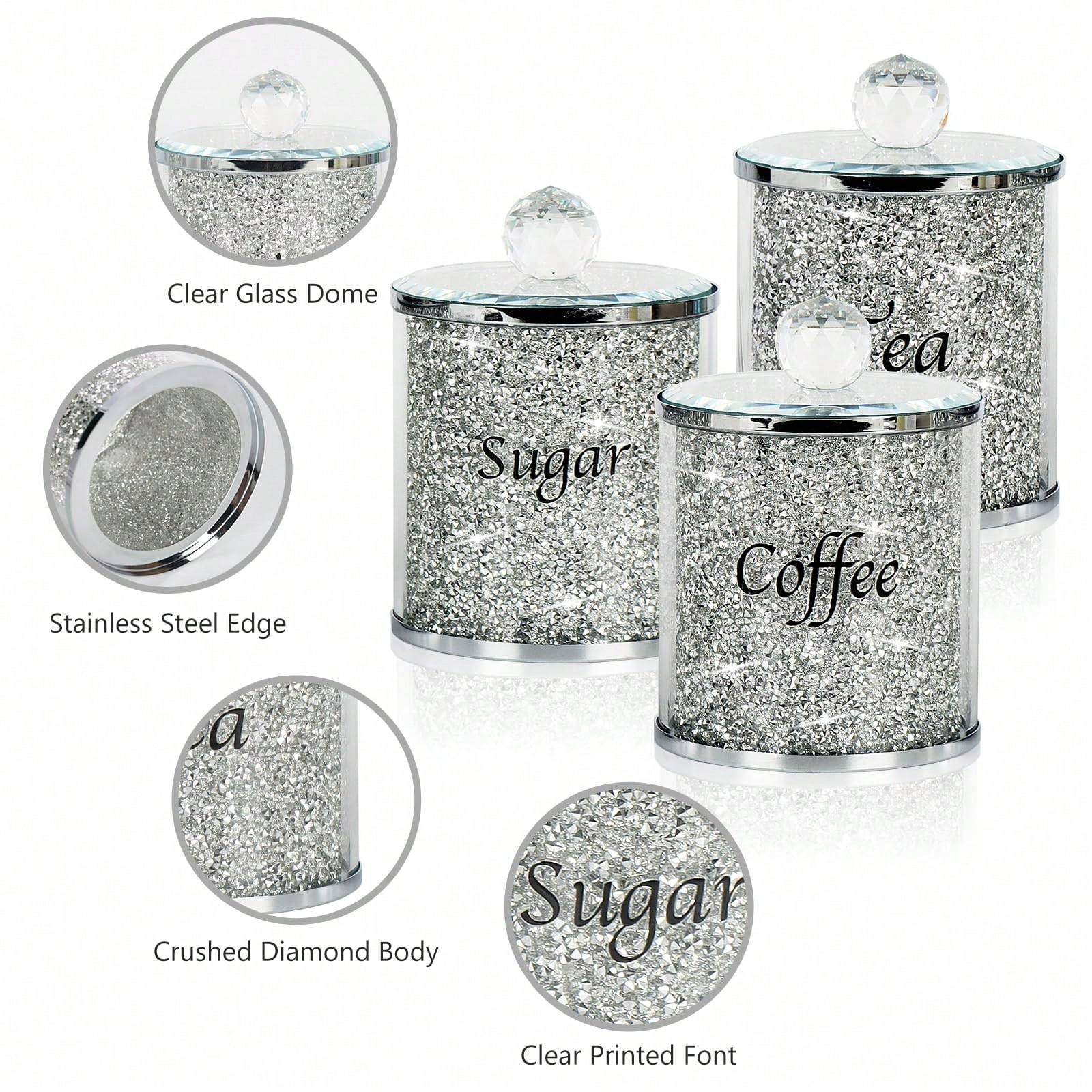 Coffee Sugar Tea Canister Set  - Glass Container Set recension och pris