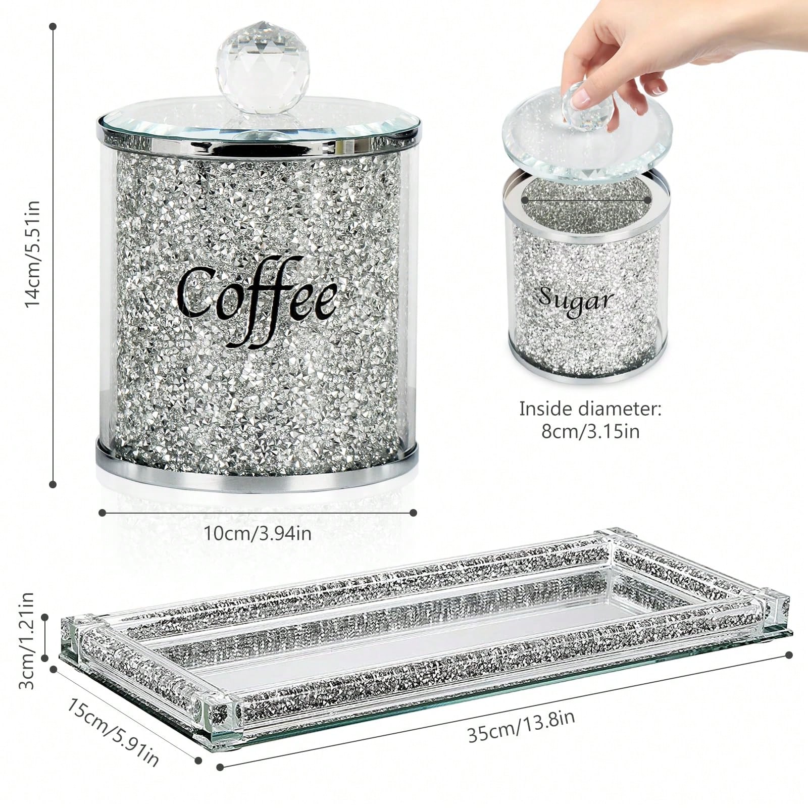 Coffee Sugar Tea Canister Set  - Glass Container Set recension och pris
